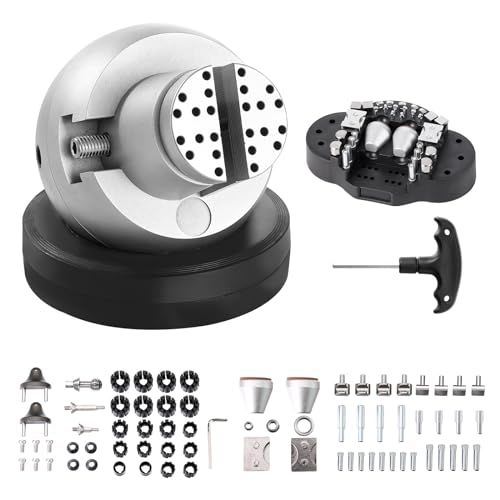 VEVOR Schmuck Kugelschraubstock Set Kugelschraubstock Gravierwerkzeug 127 mm Kugeldurchmesser, Jewellery Ball Vice Engraving 98 mm Max. Öffnung Professionelles Kugelschraubstock Werkzeug Verchromung