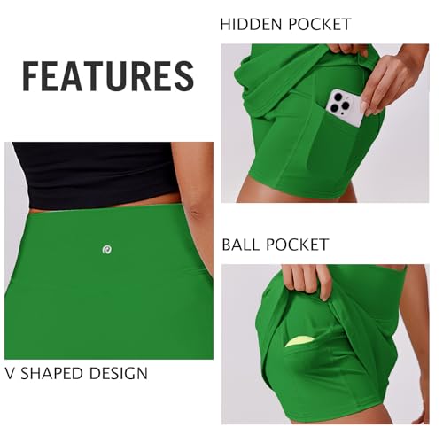 Image of PINSPARK Womens Tennis Skirt High Waisted Golf Skort with 2 Pockets Stretchy Athletic Skirts for Workout Pickleball Running