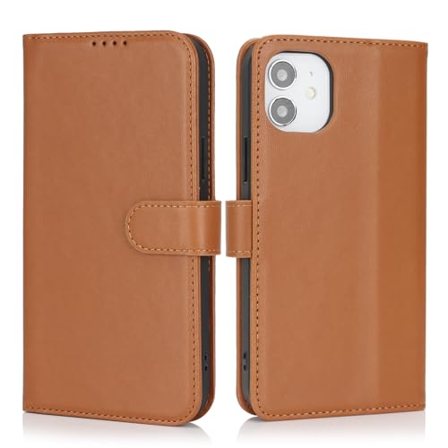 Image of for iPhone 12 Case Wallet with Card Holder,for iPhone 12 Pro Wallet Case for Women Men,PU Leather Shockproof Magnetic Buckle Stand Flip Phone Case-Brown