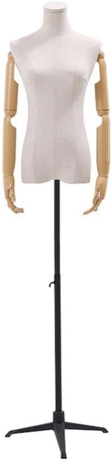 Tailors Dummy Adjustable Female Dress Form Tripod Stand Clothing Jewelry Display,Beige-Small