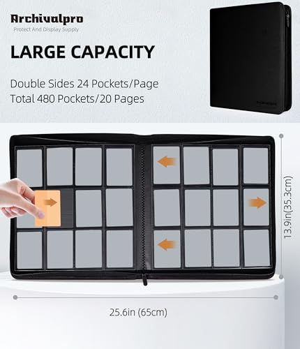 Image of Premium 12 Pocket Card Binder, Holds 480 Cards for MTG TCG Sports Game Cards(Black,12 Pocket)