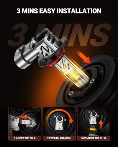 Image of SEALIGHT 9012 LED Light Bulbs, 900% 44,000LM Super Bright, 1:1 Real Size, 6500K Cool White HIR2 /9012 Bulb for Car Powersports ATV /UTV, 80000Hrs Long Lifespan, Pack of 2