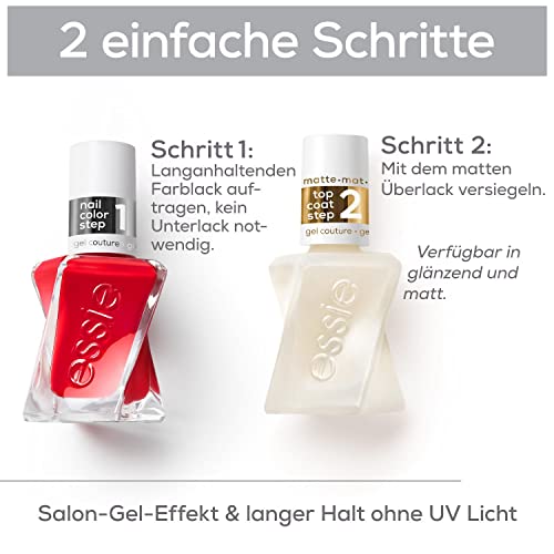 essie Matte Top Coat mit mattem Finish, Überlack zum Versiegeln und Schützen der Maniküre ohne UV Licht, Gel Couture… – Bild 5
