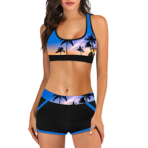 Bikini Negro Parte de Arriba Bikini Pecho Grande Traje de Baño Estampado para Mujer Traje Baño Digital Conjunto Playa Cintura Alta Que Deja Pasar El Bañador (Yellow XXL)