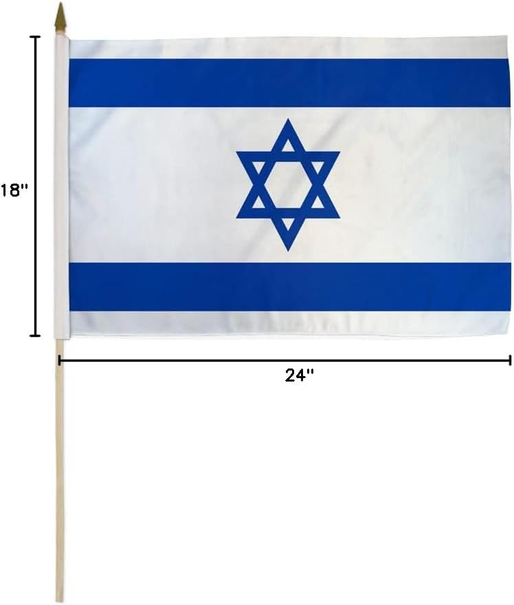 Israel 12x18in Stick Flag - 1 dozen pack