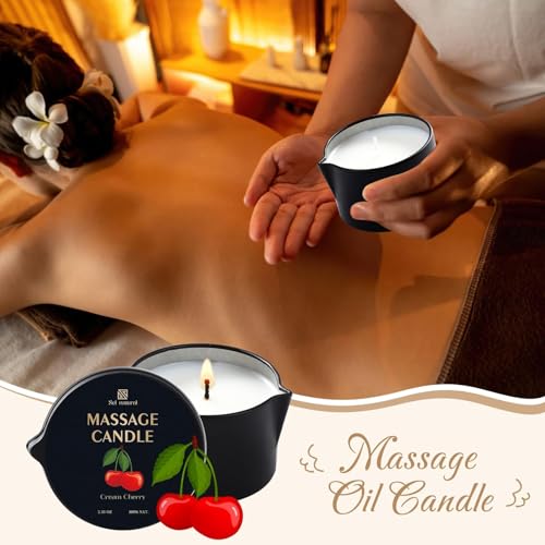Bougie de massage pour couples et thérapie spa à la maison avec 3 parfums relaxants - 3