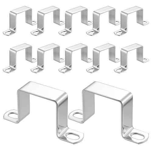 12 PcsAbrazaderas Metalicas Cuadradas, Abrazaderas Metalicas en U, Abrazaderas de tubo acero inoxidable 304, Soporte Conector tubo cuadrado 40x40mm para tuberías de suministro de agua