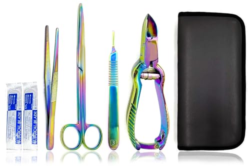 MuskalMed 10 Pcs Multi Rainbow Color Coral FRAG Propagation FRAGGING Set KIT Reef DIY Hard Soft Live Tools Kit Black Case