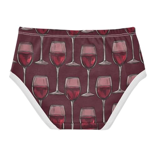 ZZKKO Red Wine Tall Glass Girls Underwear Toddler Panties for Girls Comfort Brief Size 2T-8Y2