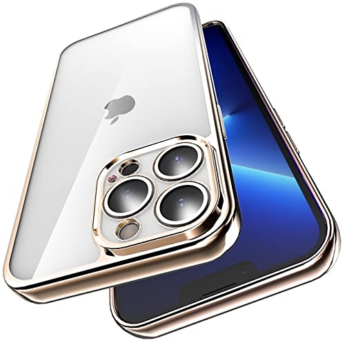 Coque iPhone 13 Pro Max acrylique rigide et silicone TPU transparent couleur or