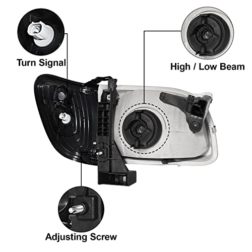 Alziria Headlight Assembly Compatible With 01 02 03 04 Toyota Tacoma 2001 2002 2003 2004 Toyota Tacoma 2001-2004 Toyota Tacoma Headlights+Bumper Light (Black Housing Amber Reflector) #TOP2