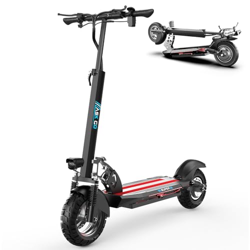 ASKGO E Scooter, 40-45km Reichweite, 20km/h, 10 Zoll E-Scooter, Max. Belastung 120 kg, Vierfache Stoßdämpfung, Sicherheit Duales Bremssystem Elektroroller für Erwachsene