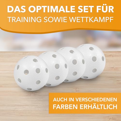 FAT PIPE Floorball & Unihockey Ball 4er Set Wettkampfball + Trainingsball mit IFF Zertifikat für geprüfte Qualität | Made in Finland Floorball Bälle (Weiß)