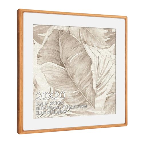 FOLANCRA 20x20 Picture Frame Puzzle Frame for Wall Wood Frame Brown Picture Frame for 20 x 20 Square Picture Poster Photo Wood Gallery Poster Frame