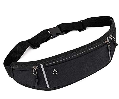 GUSTAVE 1Pack Bag for Men & Women, Slim Fanny Pack Casual Sling Shoulder Chest Pack with Adjustable Strap for Walking Cycling Running Hiking Hold Phones, Keys, Cards (Black)