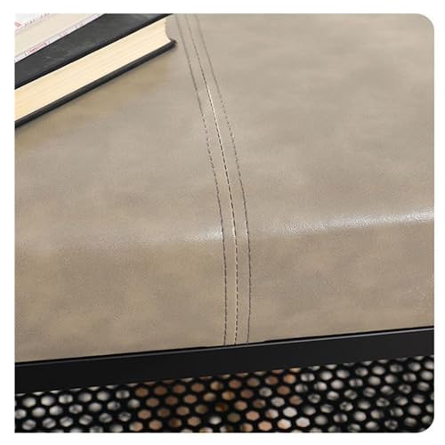 Banco Almacenamiento Acolchado de Metal con Estante Malla Estilo Gris 5