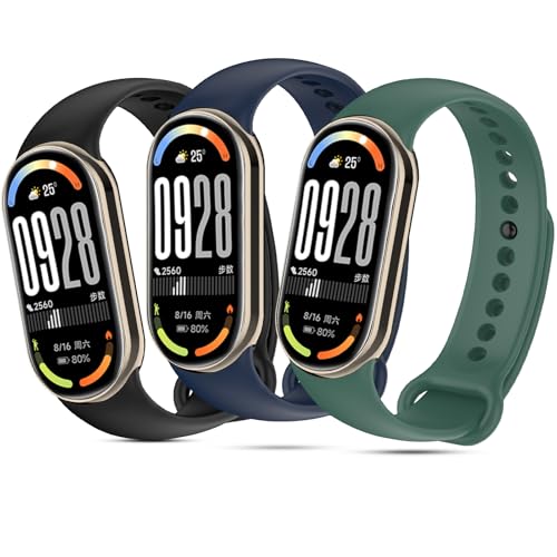 Xisair 3 Correas Compatible con Xiaomi Band 10 9 8 Pulsera Deportiva de Silicona, Pulseras de Repuesto para Miband 10/9/8 Correa Desmontaje Rápido, Transpirable, Impermeable