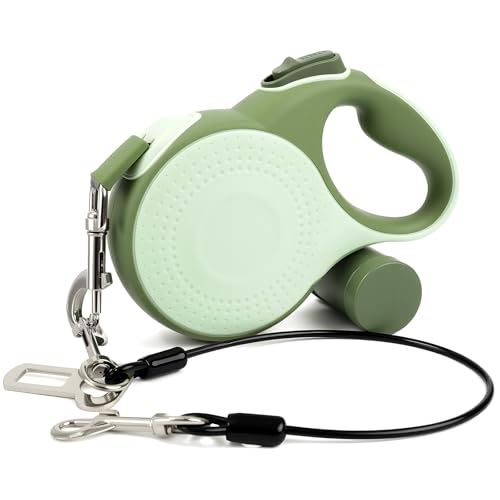 BMaobbo Einziehbare Hundeleine 8m, Rollleine mit bissfesten Stahlseil & Kottaschenhalter, Verhedderungsfreies Design, Schnellbremse & Anti-Rutsch Griff, für Hunde bis 50kg,für Training, Wald,Strand