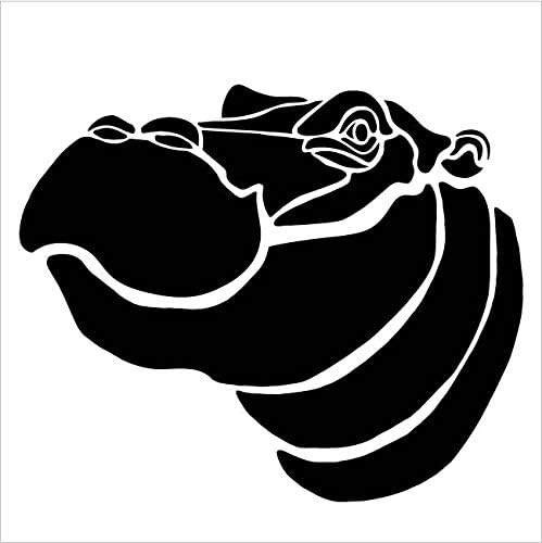 Miniatura 3 de StudioR12 - Plantilla de retrato de hipopótamo, diseño de animales del zoológico, 18" x 18"