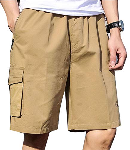 YangguTown Men's Drawstring Walk Short Full Elastic Waist Cargo Pants