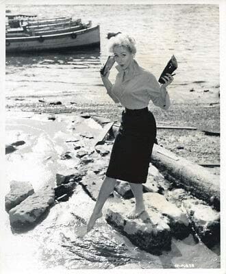 Liz Fraser Original pin-up 8x10 Photo Leggy Pose Two Way Stretch on Beach