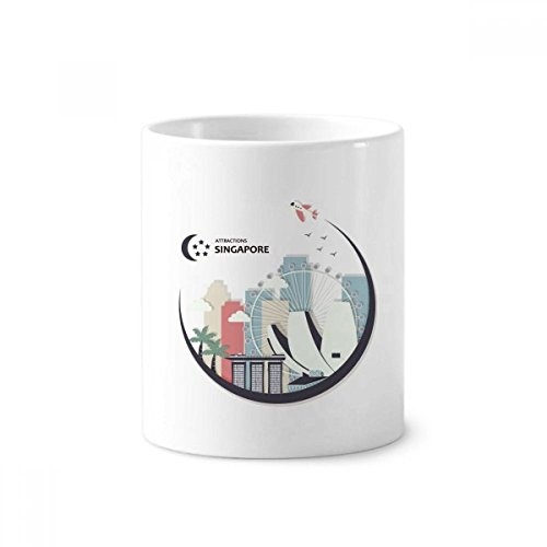 Mug en céramique Singapour blanc pour stylos et brosses à dents 350ml