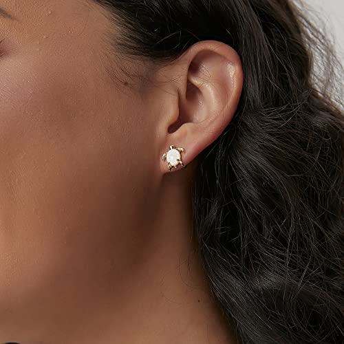 Turquoise Stud Earrings 18K Gold Plated 925 Sterling Silver Post Hypoallergenic Triangle Gold Turquoise Stud Earrings for Women3