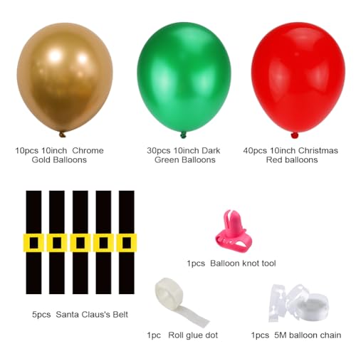 Christmas Balloons Garland Arch kit Decorations, 90Pcs Christmas Green Red Gold Belt Balloons for Winter Christmas Birthday Happy New Year Baby Shower Xmas Party Supplies - Image 4