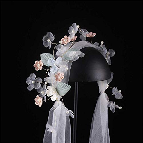 Velo banda de pelo evita caídas del tocado con su diseño de flor tridimensional para novias 3