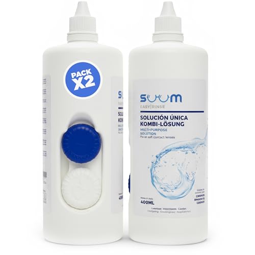SUUM co. Líquido Multiusos para Lentillas Blandas Pack de 2 - Solución para Lentes de Contacto 400ml con Desinfección Avanzada - Hidratación Prolongada Lentes - Limpieza Profunda y Confort Diario