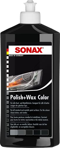 SONAX Polish+wax color noir (500 ml) avec cire de Carnauba et pigments de couleur noir pour polir et protéger | Réf: 02961000-810