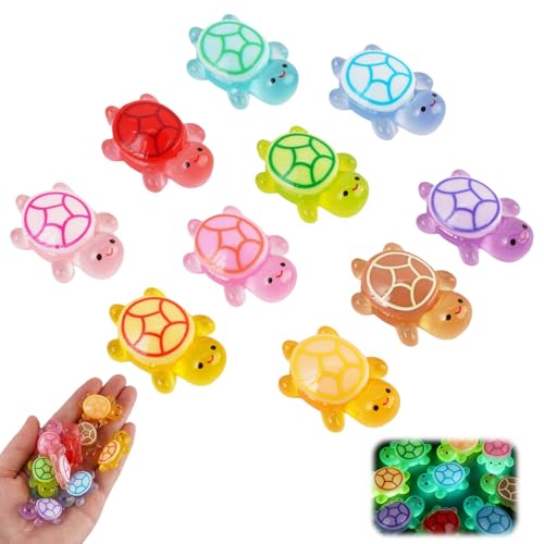 Rairsky 30 Piezas Mini Tortugas Luminosas de Resina, 3,2cm Mini Figuras de Tortugas en 10 Colores, Leuchtende Schildkröten Harz Figuren, Animales de Resina Luminosa para Paisaje, Jardín, Macetas