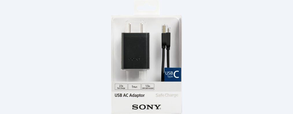 Sony CP-AD2/BCAC Fast Charging Adapter with USB-A-USB-C Cable (Black)