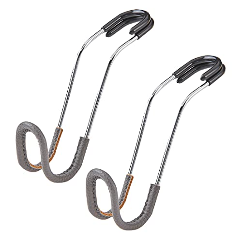 High Road Car Hooks for Purses and Bags with Leather Trim - Unbreakable Headrest Car Hooks for Large Purse Straps and Heavy Bags up to 40 lbs - Secure Attachment Loops Fit All Headrest Posts, 2-Pack