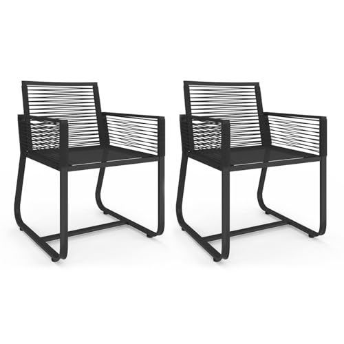 IDMarket - Lot de 2 fauteuils de Jardin Odessa métal et Cordage Noir