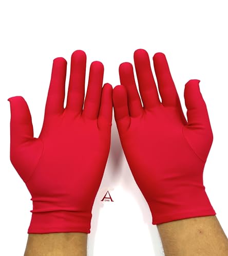 Image of Aone Premium Microfiber Lint Free Red Hand Gloves 1 Pair Anti-Smear /Anti-Fingerprint for Quality Check /Scratch-free Handling for Jewellery /Diamond /Gemstone, Watch Boutique, Sun & Dust Protection