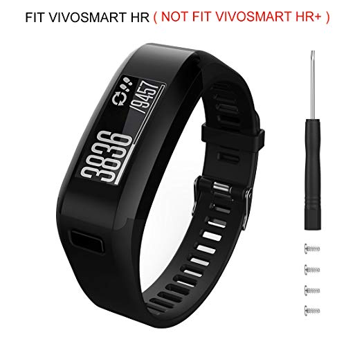 Eway for Garmin Vivosmart HR Replacement Bands,Soft Silicone Replacement Band for Garmin Vivosmart HR Watch (Black, Large)