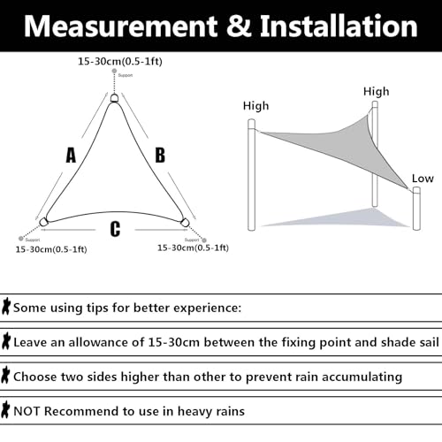 Tenda parasole triangolare impermeabile, 30,5 x 3,5 x 3,5 m, protezione dai raggi UV, per esterni, patio, giardino, cortile e riparo per feste, protezione per l'estate