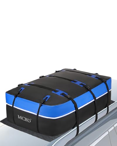 MCBD Rooftop Cargo Carrier Bag for Car, 40 Cubic Feet Large Waterproof Soft-Shell Roof Bag for All Vehicles SUV with/Without Roof Rack, Universal Car Top Luggage Storage Bag