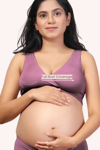 Image of ZELENA Maternity Padded Bra | Removable Cups, Broad Waistband | Soft Stretchable Modal Fabric | Easy Pull Nursing Bra for Pregnancy and Breastfeeding