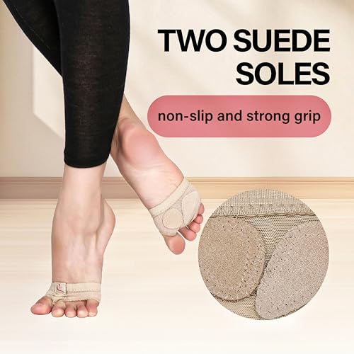 Dance Foot Undies Thong 1/2 Pairs Half Sole Shoes Lyrical Dance Paws Pads Ballet Belly Contemporary Dance Shoes for Women Girls 6