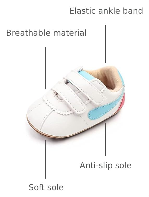 Image of Clowora Baby Boys Girls Shoes Non-Slip Rubber Sole Sneakers Infant First Walking Toddler Crib Shoes Newborn Loafers Flats.