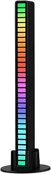 keeda RGB Voice-Activated Pickup Rhythm Light 32 LED Bar Sound Control Ambient Light Sound Level Indicator Music Spectrum Meter Audio Display Visualizer (Black)