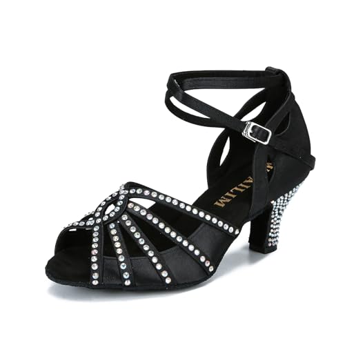 Ballroom Rhinestone Dance Shoes Women Latin Salsa Bachata Social Dancing Sandals L6885
