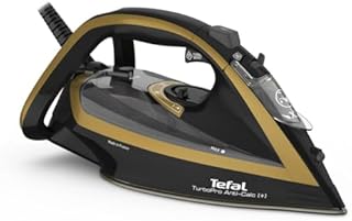 Tefal FV5696 Turbo Pro Anti-Calc [+] Steam Iron | 3000 Watt | Steam Burst: 270 g/min | 300 ml Capacity | Anti-limescale collector | Eco function | Drip stop | Automatic switch-off | Black/Gold