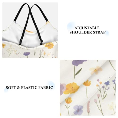 Embroidery Bee Butterfly Flowers Kids Girls 1 Piece Swimsuits Beach Swimwear with Adjustable Straps UPF 50+3