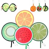 EIHI 4 Piezas Ventiladores Plegables, Ventiladores Redondos Portátiles con Hermosos Patrones de Frutas, Abanico de Mano Redondo para Festival de Verano para Decoraciones de Fiesta de Bodas