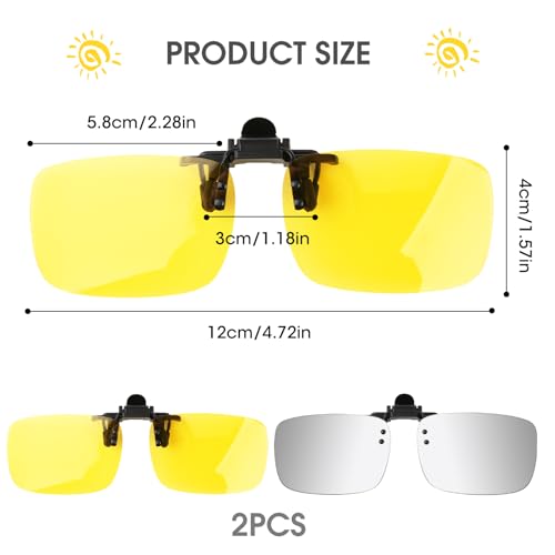 Image of Clip on Polarized Night Vision Driving Glasses Flip up Sunglasses UV-400 to Wear Over Glasses for Night Driving
