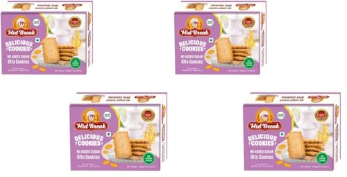 Image of Mid Break Atta Biscuits - 600gm (Pack Of 4) | 100% Wheat Biscuits With No Added Sugar | Atta Biscuit For Healthy Tea Snacking | Premium Handmade Cookies | Eggless & Vegetarian