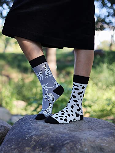 Image of 2 Pairs Cartoon Animal Crew Socks Fun Cotton Mid Calf Socks for Women